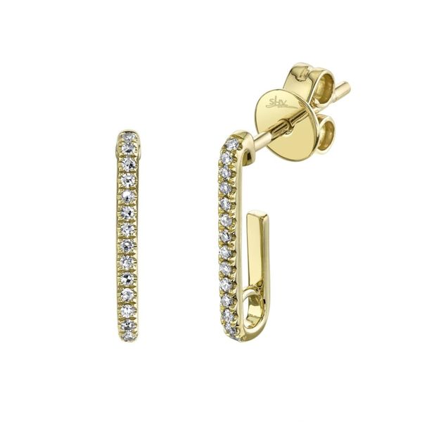 14K White Gold Paper Clip Stud Earrings Moore Jewelers Laredo, TX