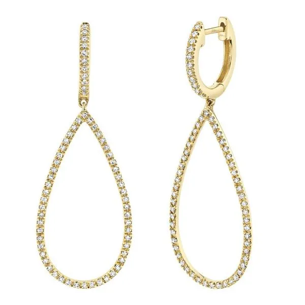 14K Yellow Gold Dangle Diamond Earrings Moore Jewelers Laredo, TX