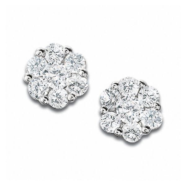 10K White Gold Cluster Button Earrings Moore Jewelers Laredo, TX