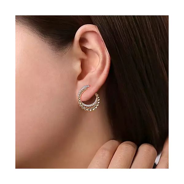 14K Two Tone  Front To Back Diamond Earrings Image 2 Moore Jewelers Laredo, TX