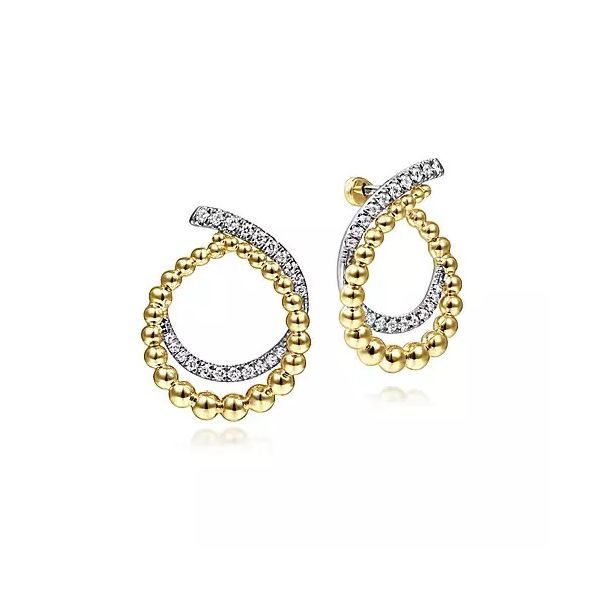 14K Two Tone  Front To Back Diamond Earrings Moore Jewelers Laredo, TX