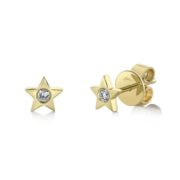 14K Yellow Gold Star Diamond Earrings Moore Jewelers Laredo, TX