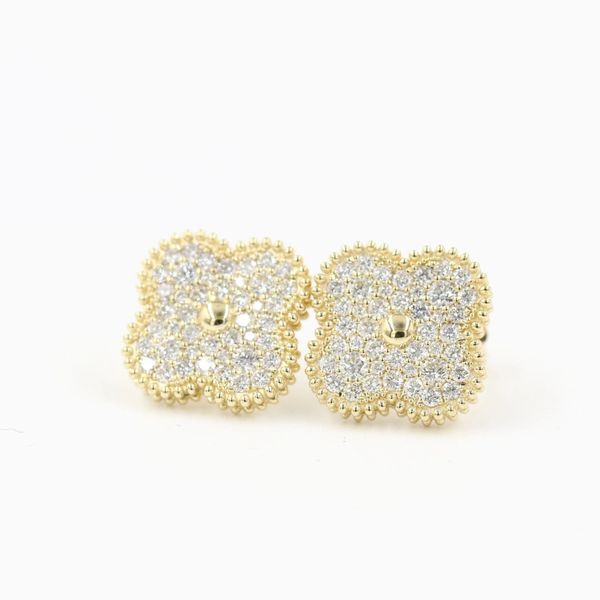 14K Yellow Gold Clover Button Earrings Moore Jewelers Laredo, TX