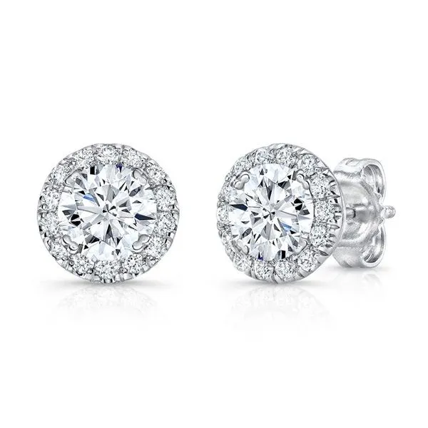14K White Gold Halo Diamond Stud Earrings Moore Jewelers Laredo, TX