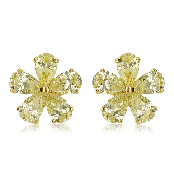 18K Yellow Gold Flower Stud Earrings Moore Jewelers Laredo, TX