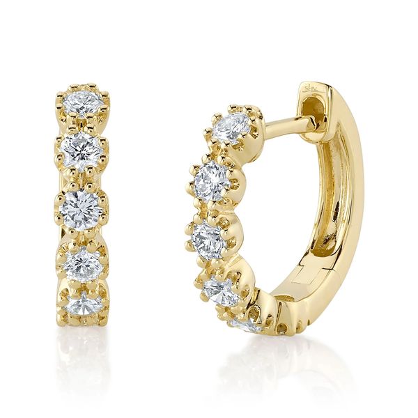 14K Yellow Gold Diamond Huggie Earrings Moore Jewelers Laredo, TX