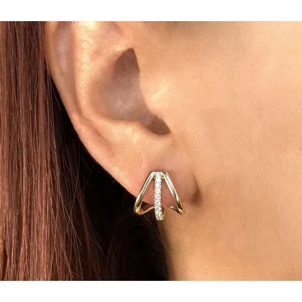 14K Yellow Gold Diamond Earrings Image 2 Moore Jewelers Laredo, TX