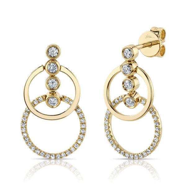 14K Yellow Gold Diamond Drop Earrings Moore Jewelers Laredo, TX
