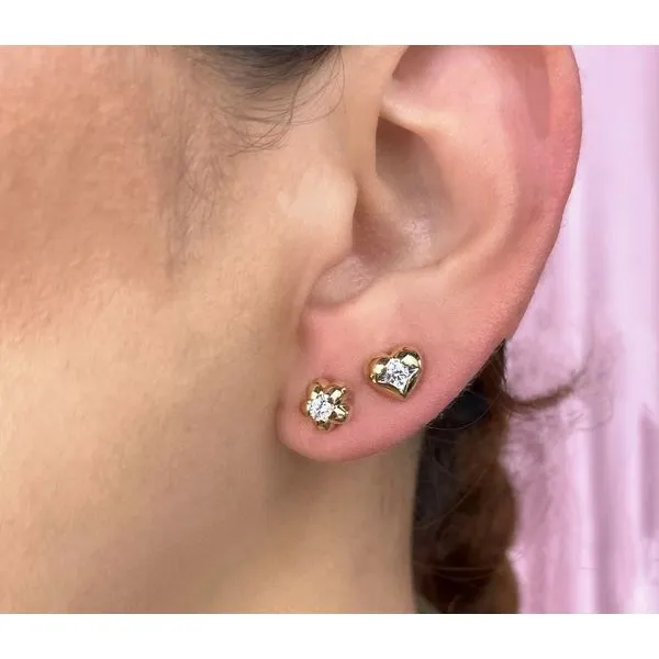 14K Yellow Gold Flower Bubble Earrings Image 2 Moore Jewelers Laredo, TX