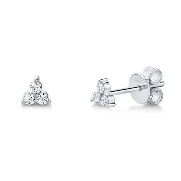 14K White Gold Diamond Button Earrings Moore Jewelers Laredo, TX