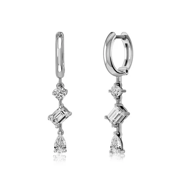 14K White Gold Multi-Shape Diamond Dangle Earrings Moore Jewelers Laredo, TX