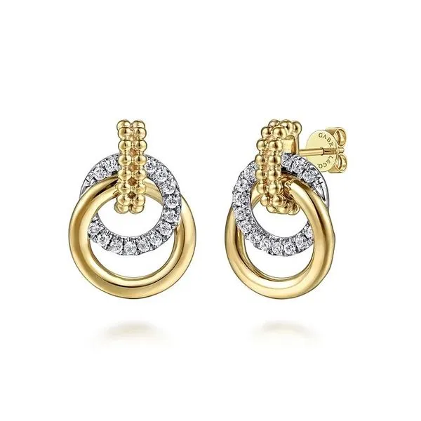 Two Tone 14K Yellow & White Gold Diamond Earrings Moore Jewelers Laredo, TX