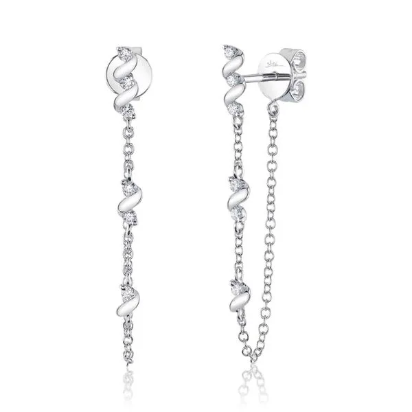 14K White Gold Chain Dangle Earrings Moore Jewelers Laredo, TX
