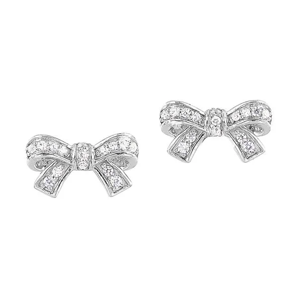 10K White Gold Diamond Bow Earrings Moore Jewelers Laredo, TX