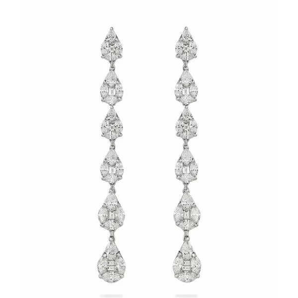 14K White Gold Diamond Drop Earrings Moore Jewelers Laredo, TX