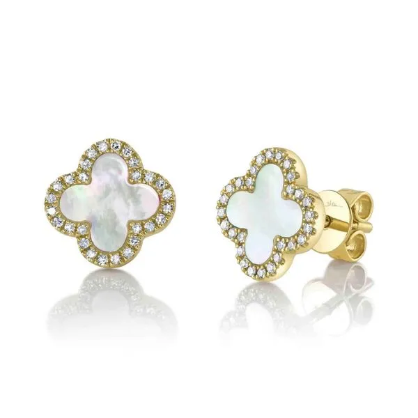 14K Yellow Gold Clover Button Earrings Moore Jewelers Laredo, TX