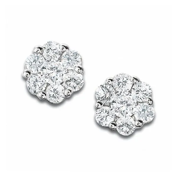 10K White Gold Cluster Button Earrings Moore Jewelers Laredo, TX