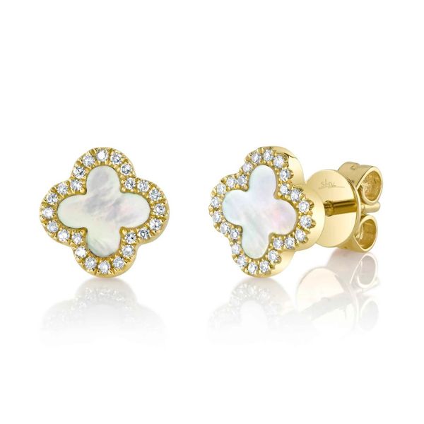 14K Yellow Gold Clover Button Earrings Moore Jewelers Laredo, TX