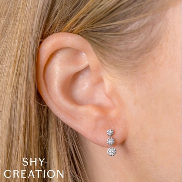 14K White Gold Diamond Drop Earrings Image 2 Moore Jewelers Laredo, TX