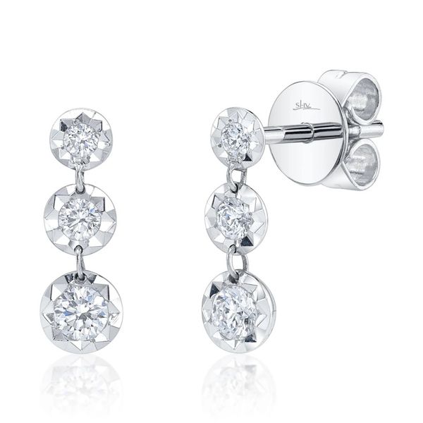 14K White Gold Diamond Drop Earrings Moore Jewelers Laredo, TX