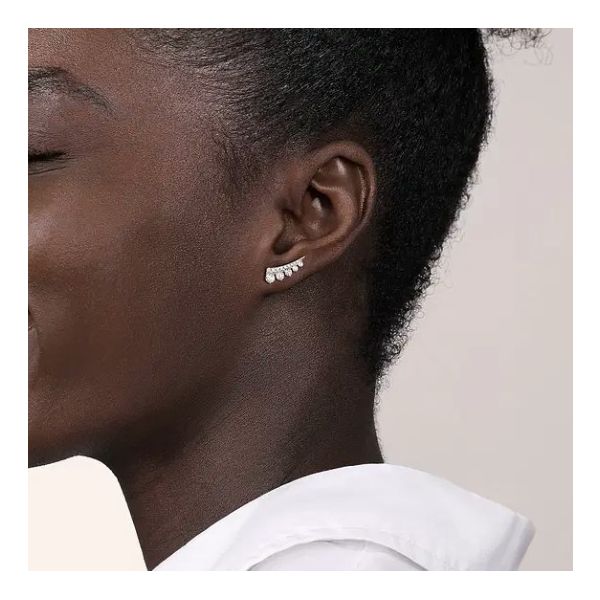 14K White Gold Diamond Ear Climber Earrings Image 2 Moore Jewelers Laredo, TX