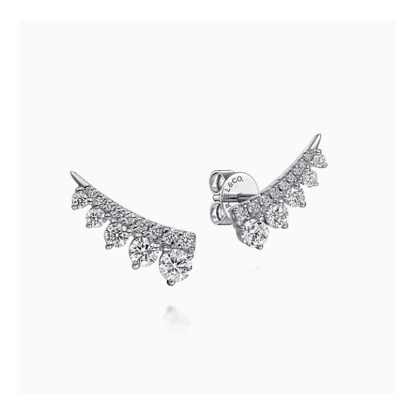 14K White Gold Diamond Ear Climber Earrings Moore Jewelers Laredo, TX