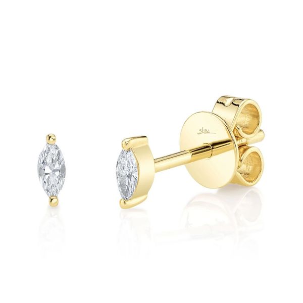 14K Yellow Gold Diamond Maquise Stud Earrings Moore Jewelers Laredo, TX