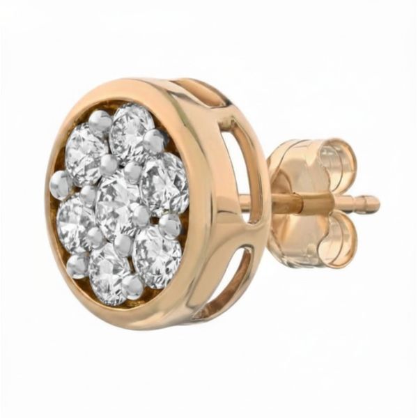 10K Gold Diamond Composite Bezel Earrings, 5/8 Ctw Image 2 Moore Jewelers Laredo, TX