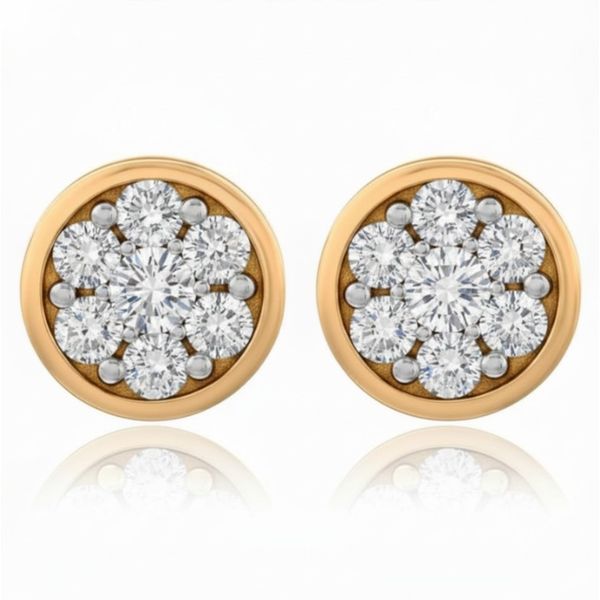 10K Gold Diamond Composite Bezel Earrings, 1 Ctw Moore Jewelers Laredo, TX