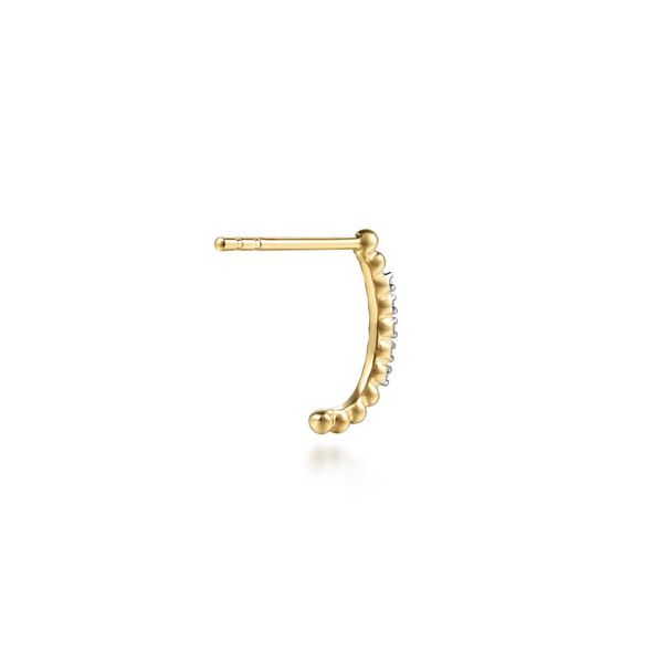 14K Yellow Gold Diamond J-Hoop Earrings Image 2 Moore Jewelers Laredo, TX