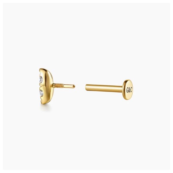 14K Yellow Gold Diamond Marquise Single Flatback Stud Earring Image 2 Moore Jewelers Laredo, TX