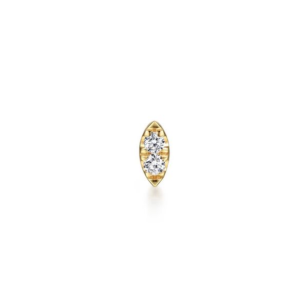 14K Yellow Gold Diamond Marquise Single Flatback Stud Earring Image 3 Moore Jewelers Laredo, TX