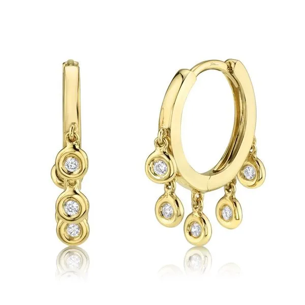 14K Yellow Gold Diamond Hoop Earrings Moore Jewelers Laredo, TX