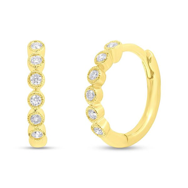 14K White Gold Huggie Diamond Earrings Moore Jewelers Laredo, TX