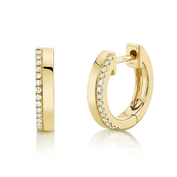 14K Yellow Gold Diamond Huggie Earrings Moore Jewelers Laredo, TX