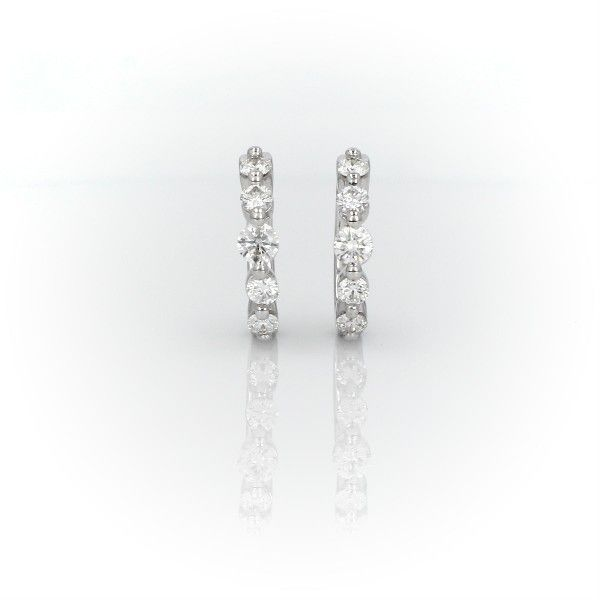 14K White Gold Diamond Huggie Earrings Moore Jewelers Laredo, TX