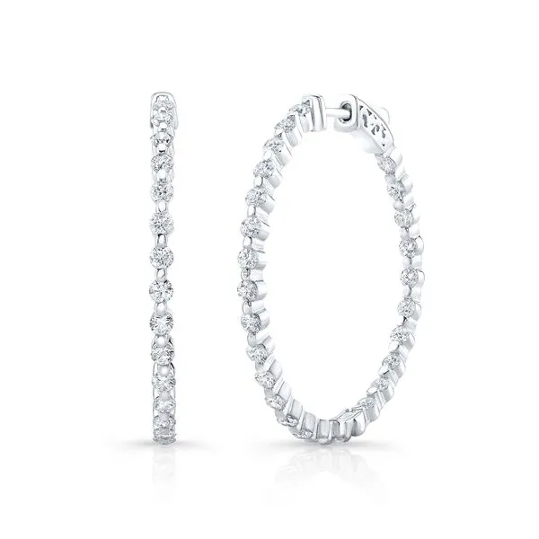 14K White Gold Diamond Hoop Earrings Moore Jewelers Laredo, TX