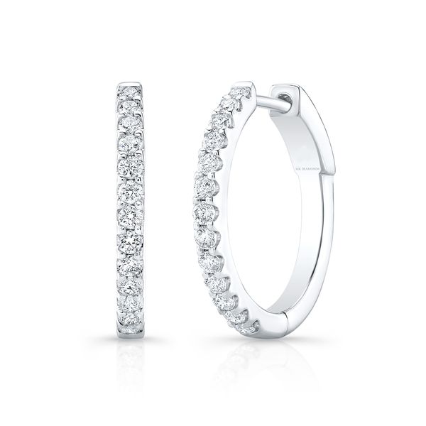 14K White Gold Diamond Hoop Earrings Moore Jewelers Laredo, TX
