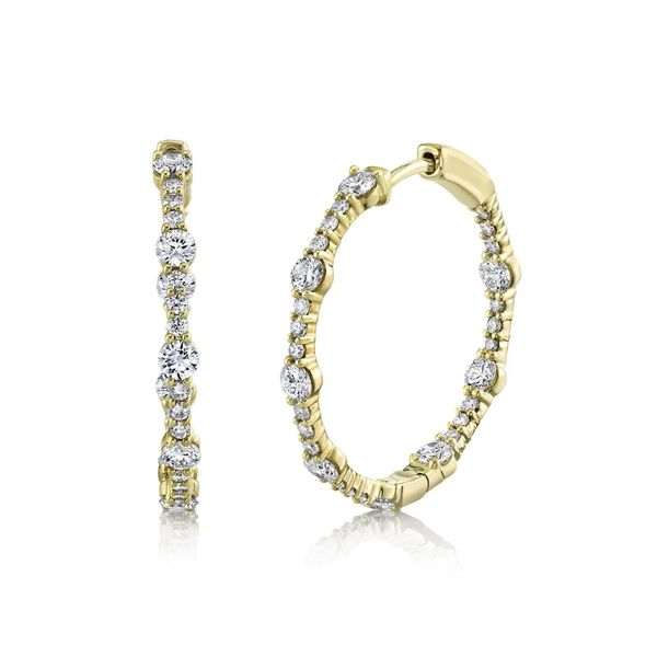 14K Yellow Gold Diamond Hoop Earrings Moore Jewelers Laredo, TX