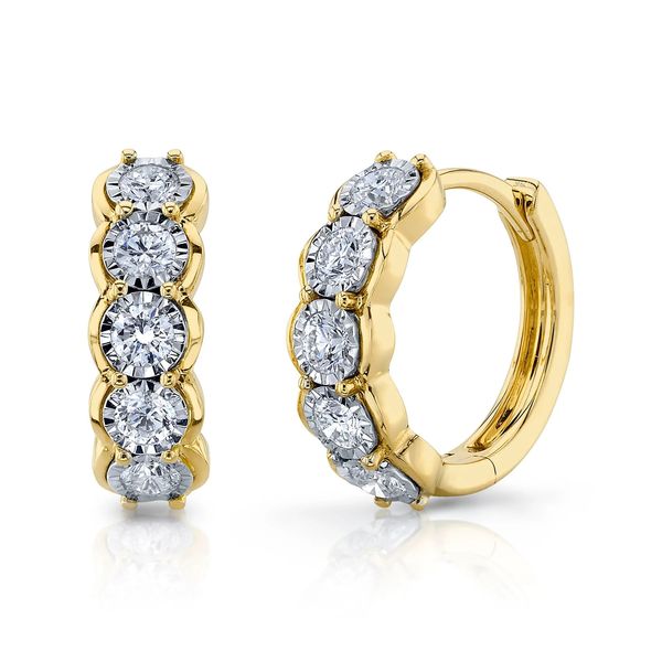 14K Yellow Gold Diamond Hoop Earrings Moore Jewelers Laredo, TX
