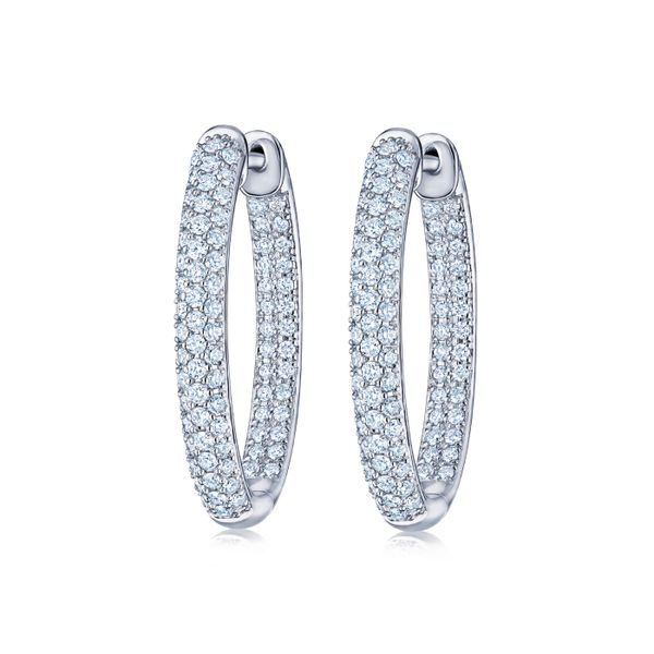 14K White Gold Diamond Hoop Earrings Moore Jewelers Laredo, TX