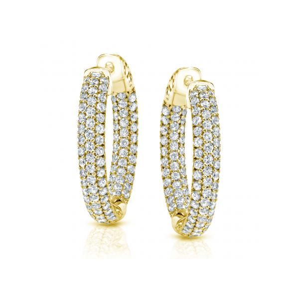 14K Yellow Gold Diamond Hoop Earrings Moore Jewelers Laredo, TX