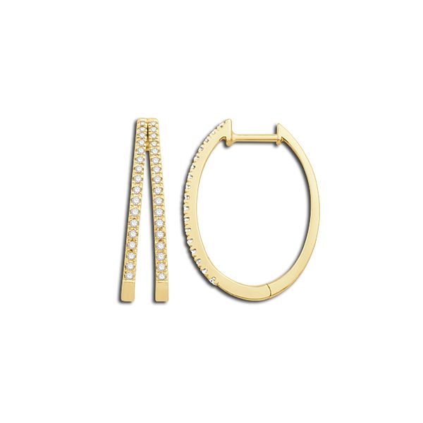 10K Yellow Gold Small Diamond Hoop Earrings Moore Jewelers Laredo, TX