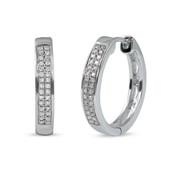 14K White Gold Diamond Huggie Earrings Moore Jewelers Laredo, TX