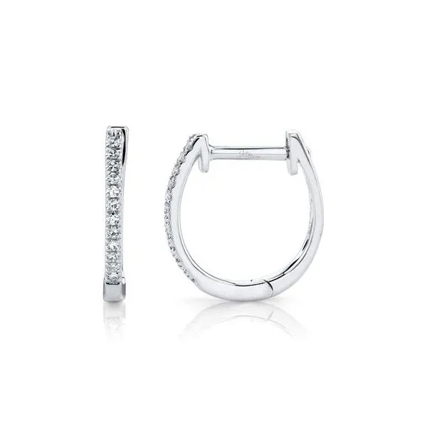 14K White Gold Huggie Diamond Earrings Image 2 Moore Jewelers Laredo, TX