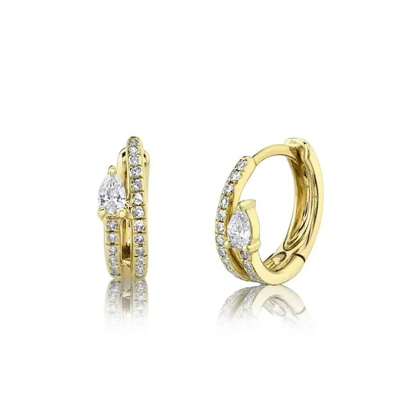 14K Yellow Gold Diamond Hoop Earrings Moore Jewelers Laredo, TX