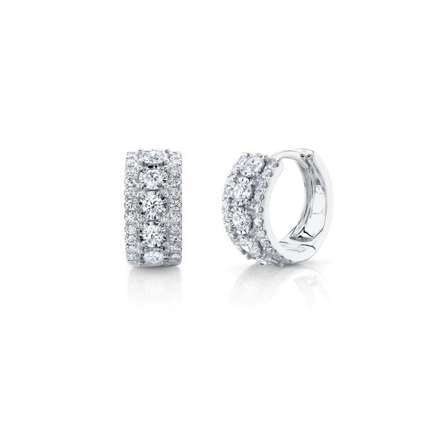 14K White Gold Diamond Hoop Earrings Moore Jewelers Laredo, TX