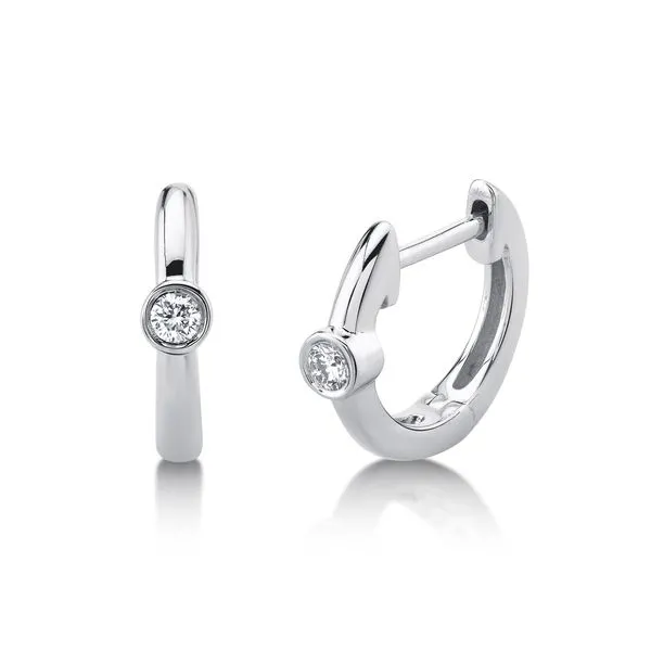 14K White Gold Huggie Diamond Earrings Moore Jewelers Laredo, TX