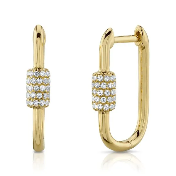 14K Yellow Gold Diamond Oval Link Huggies Moore Jewelers Laredo, TX