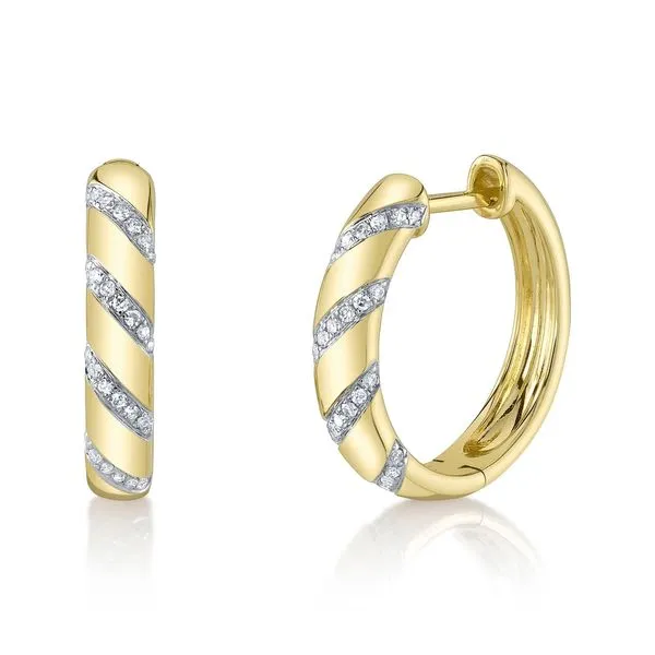 14K Yellow Gold Diamond Hoop Earrings Moore Jewelers Laredo, TX